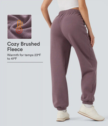 High Waisted Inside Drawstring Fleece Casual Joggers with Pockets