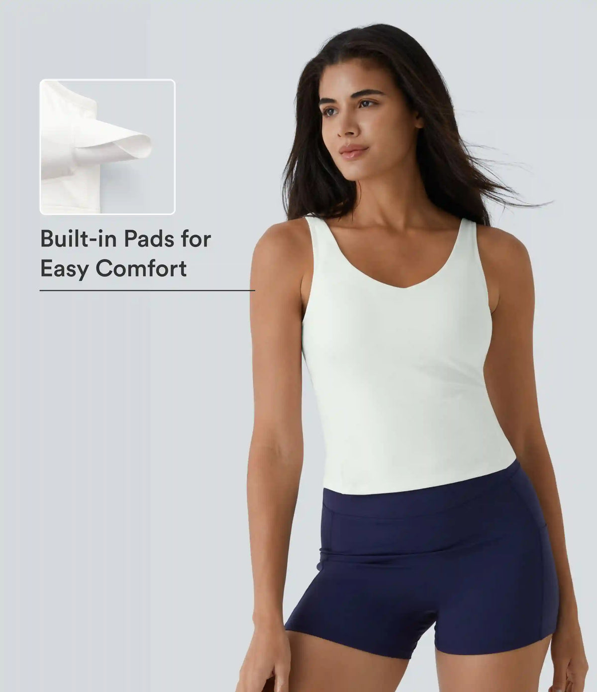 SoftlyZero™ Plush Padded V Neck Plain Tank Top