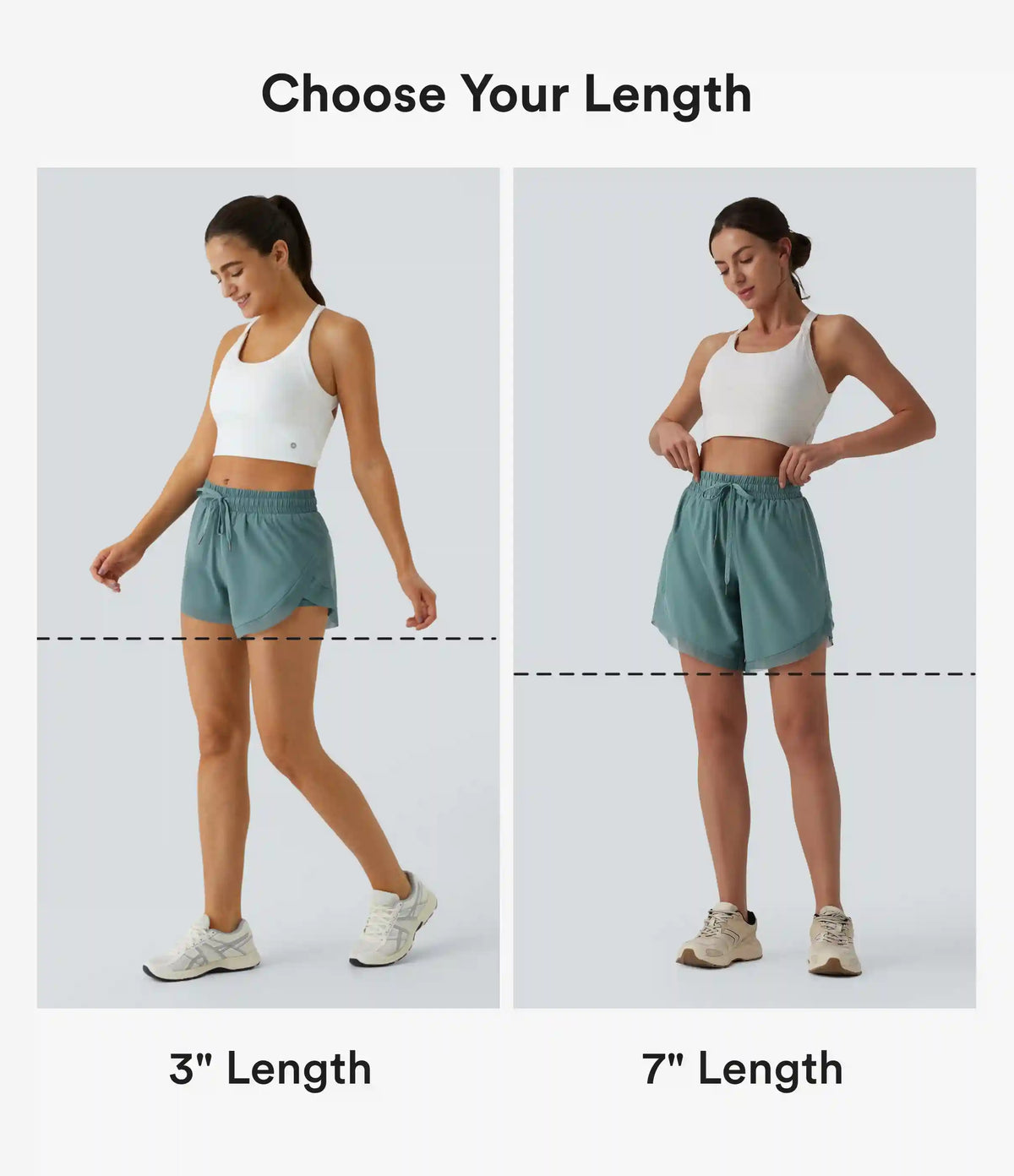 Mid Rise Drawstring Contrast Mesh 2-in-1 Flowy Yoga Shorts 7''