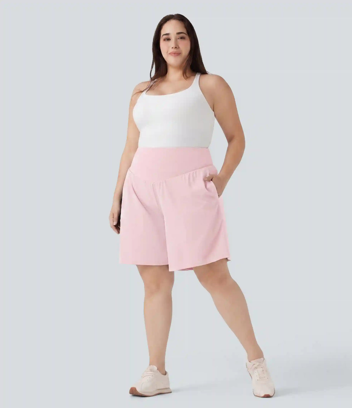 Plus Size SoftlyZero™ Airy High Waisted InstantCool Yoga Bermuda Shorts with Pockets