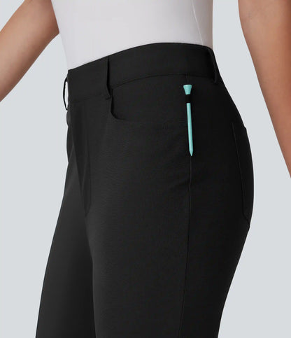 Mid Rise Pockets Capri Tapered Quick Dry Golf Pants-Golf Tee Pocket-UPF40+