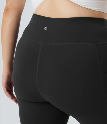 SoftlyZero™ High Waisted Double Pockets Plus Size Plain Yoga 7/8 Leggings