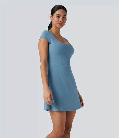 SoftlyZero™ Plush Square Neck Corset 2-in-1 Mini Casual Dress with Pockets