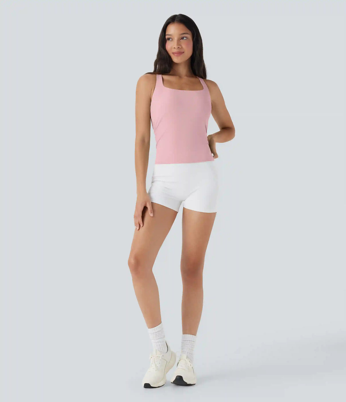 SoftlyZero™ Airy Square Neck Cropped InstantCool Running Tank Top-Longer Length