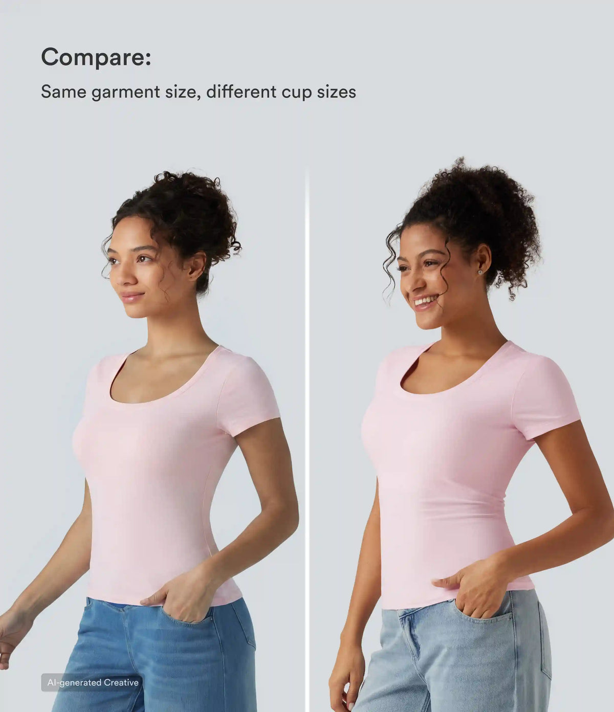 Halara Cotton Jersey Scoop Neck Short Sleeve Built-in Bra Casual T-Shirt B-DD Cups