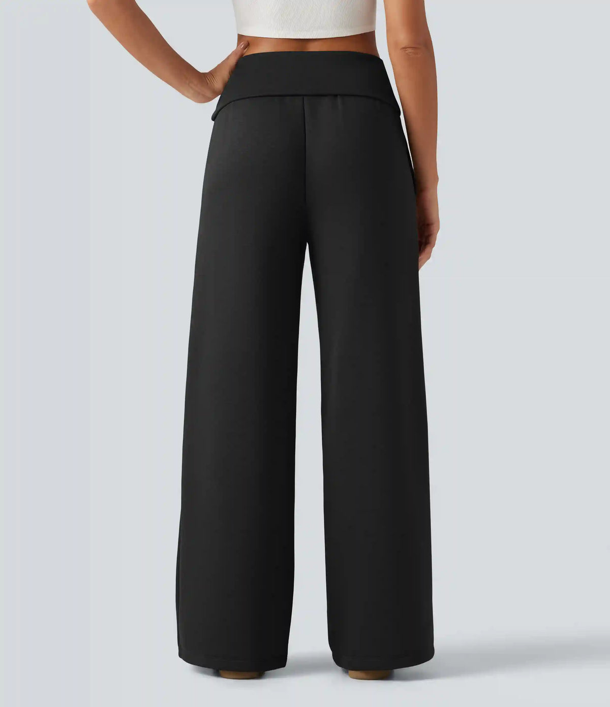 Foldover Mid Rise Baggy Casual Sweatpants with Pockets