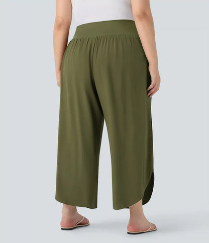 Plus Size Breezeful™ High Waisted Tummy Control Hem Quick Dry Pants with Pockets