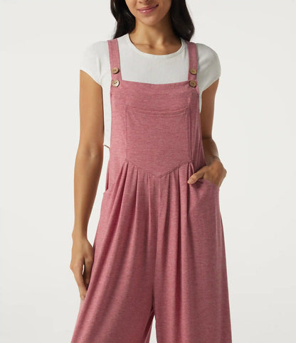 Heathered Casual Overalls with Pockets