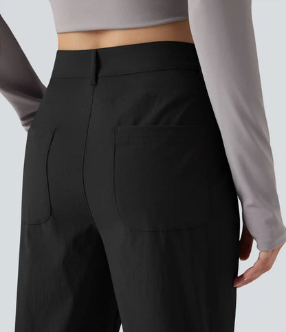 Durable Water Repellent Mid Rise Straight Leg Hiking Pants with Pockets-Adjustable Pant Length