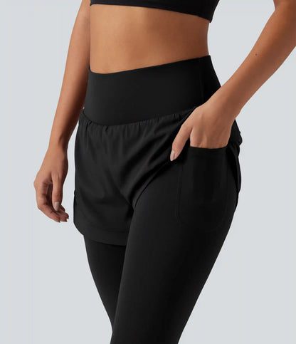 Breezeful™ High Waisted Tummy Control 2-in-1 Quick Dry Running Pants with Pockets