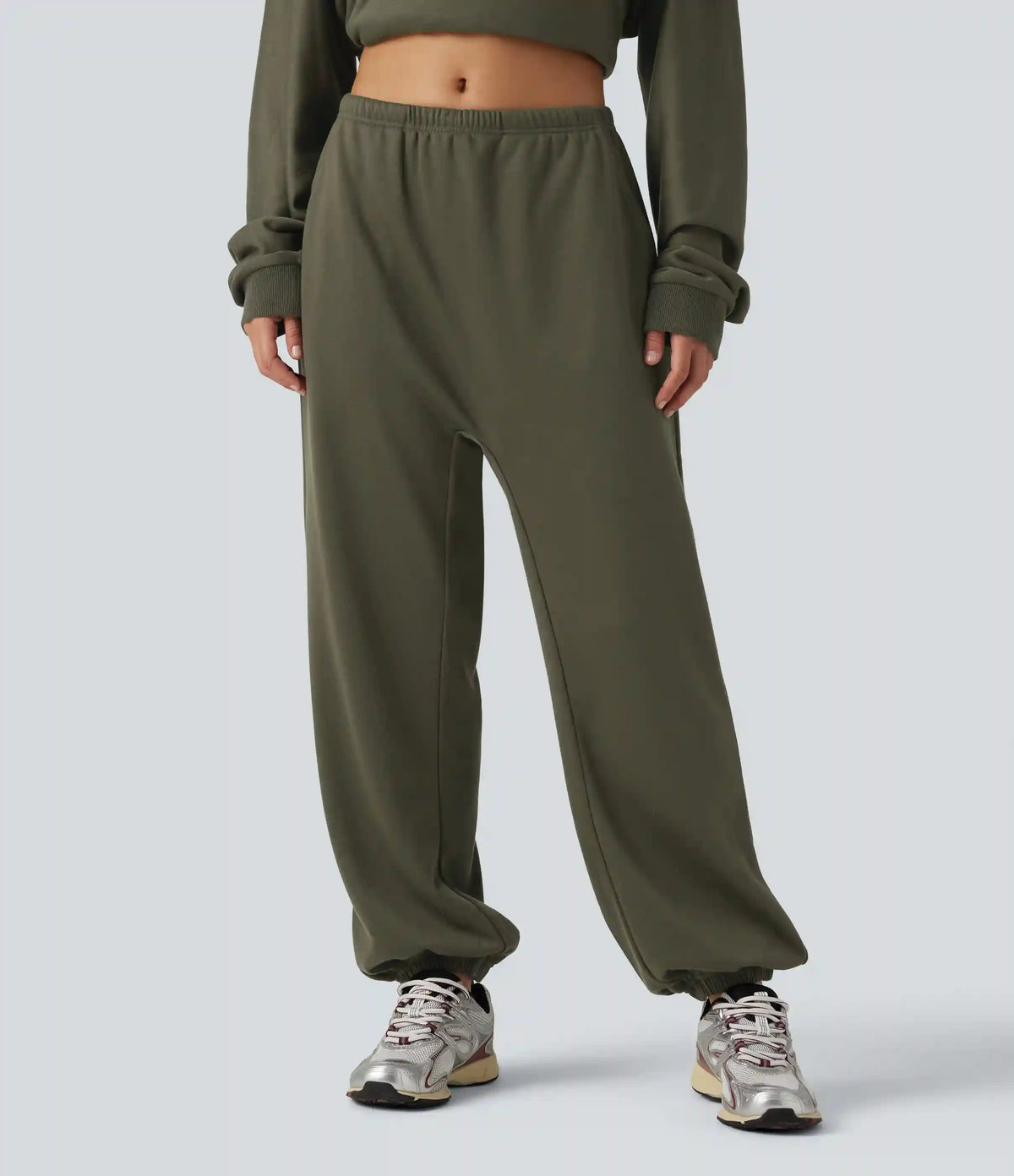 Low Rise Inner Drawstring Casual Jogger Sweatpants with Pockets