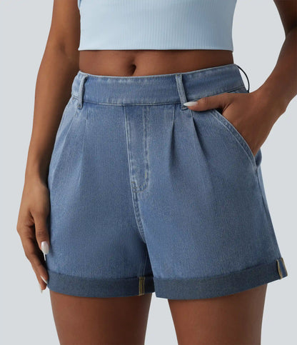 Halara Flex™ Mid Rise Rolled Hem Denim Casual Shorts with Pockets