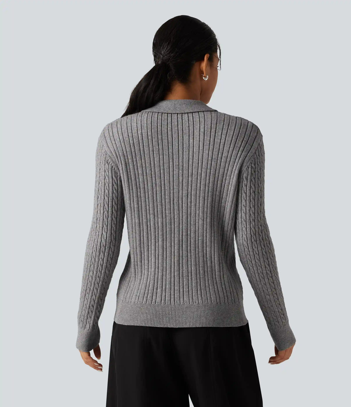Lapel Long Sleeve Work Sweater