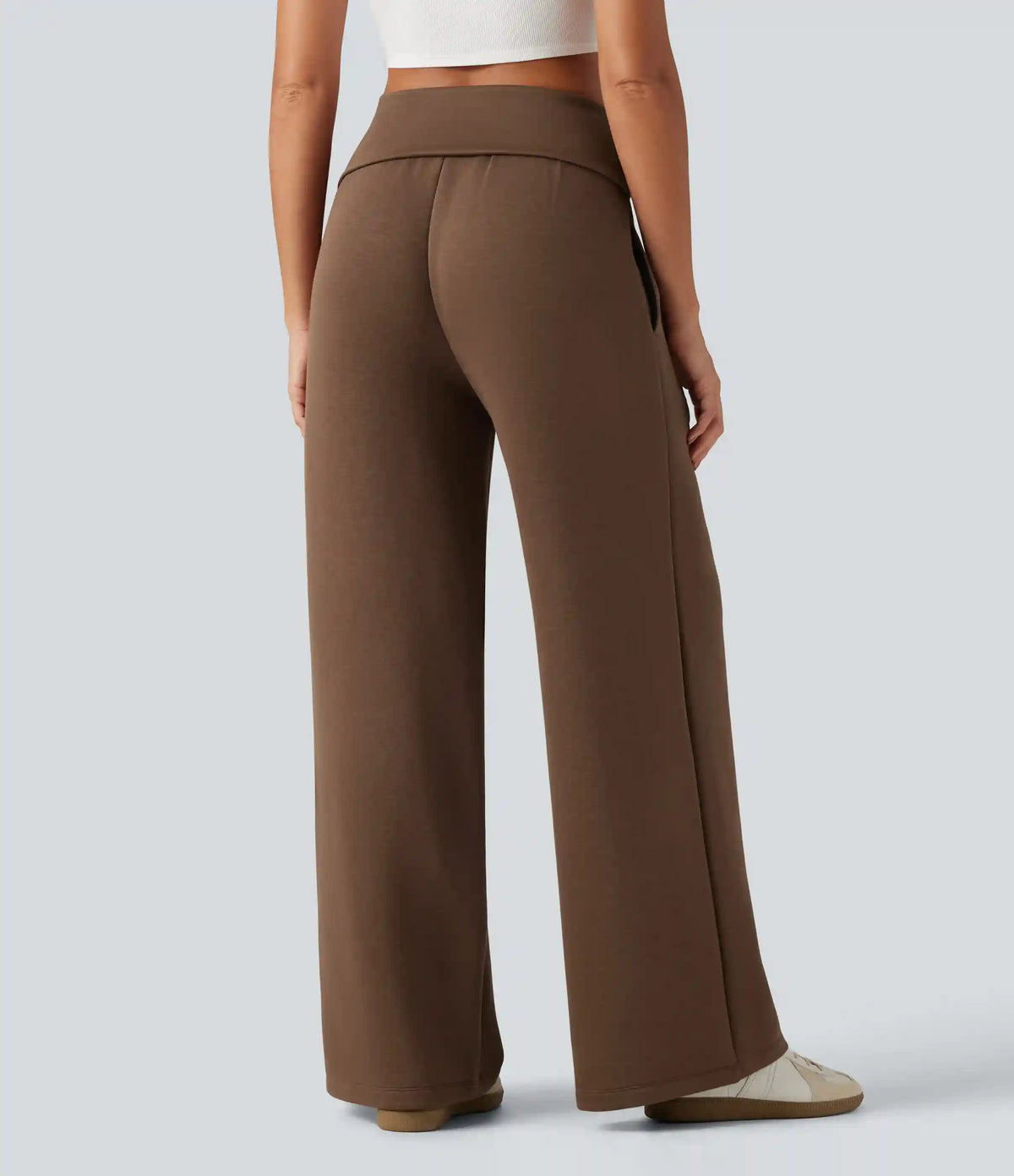 Foldover Mid Rise Baggy Casual Sweatpants with Pockets