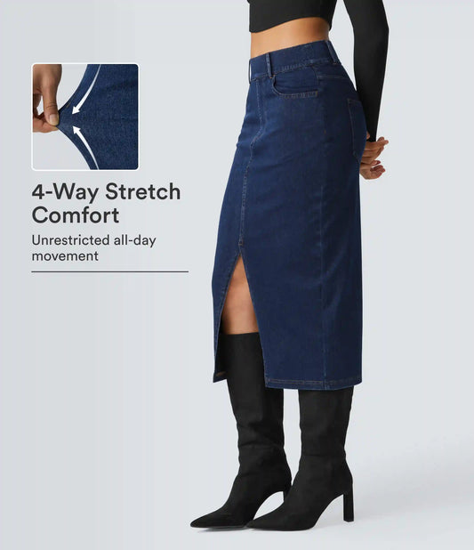 Halara Flex™ High Waisted Pockets Bodycon Denim Casual Midi Skirt
