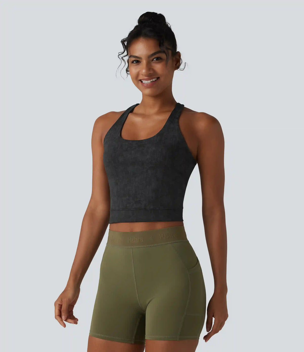 U Neck Built-in Bra Racerback Cropped Yoga Tank Top