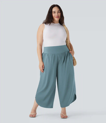 Plus Size Breezeful™ High Waisted Tummy Control Hem Quick Dry Pants with Pockets