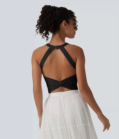SoftlyZero™ Airy Twisted Backless Adjustable Buckle U-Neck Sleeveless Built-in Bra InstantCool Casual Bodysuit