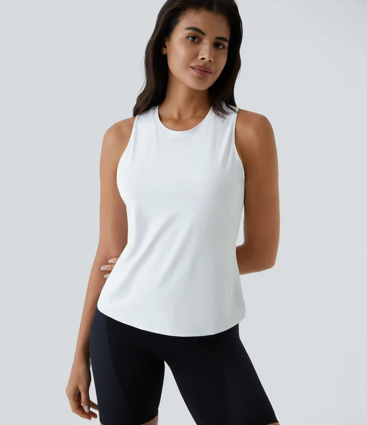 Cut Out Crossover Hem Solid Yoga Tank Top