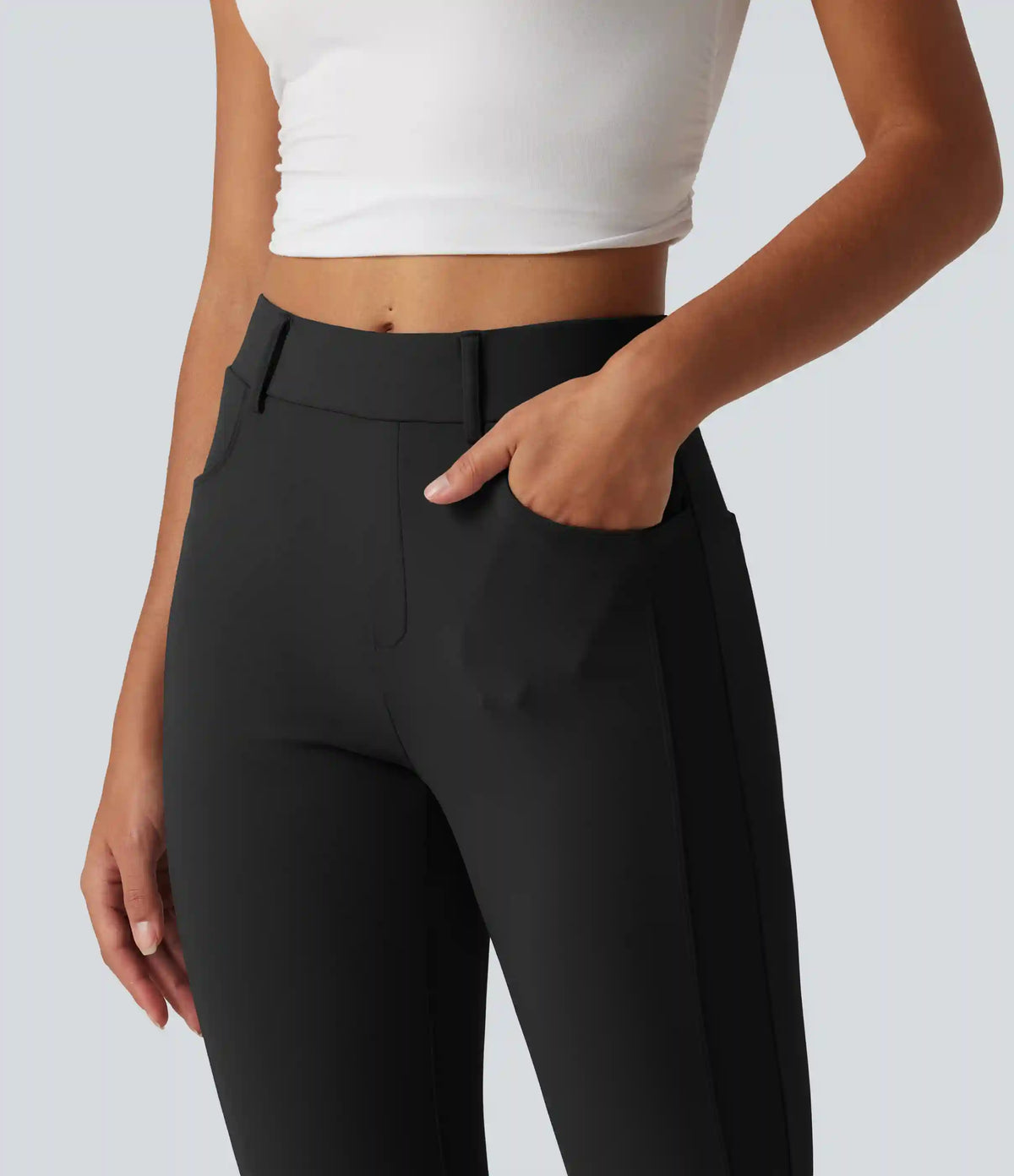 Mid Rise Casual Pants with Pockets