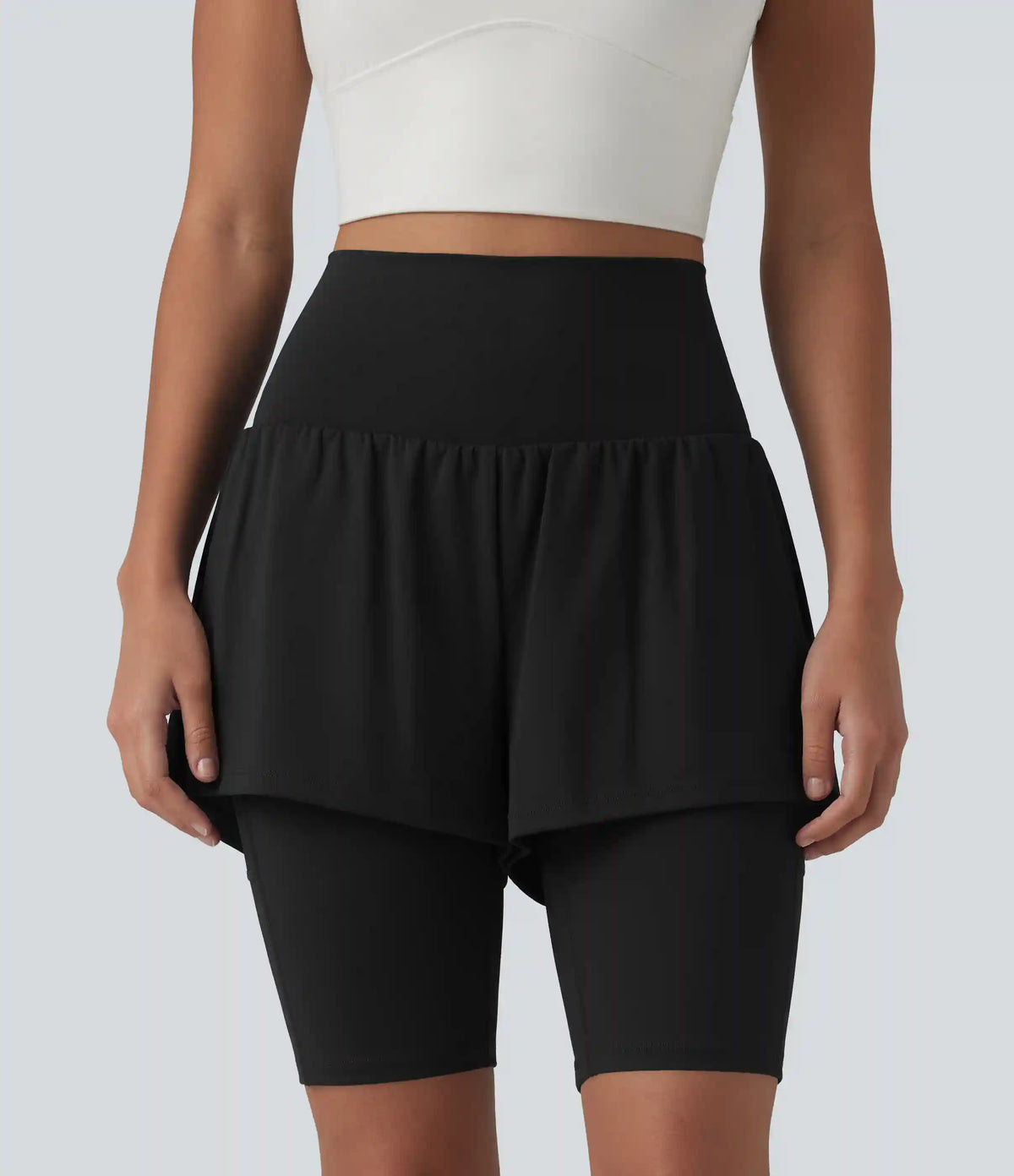 SoftlyZero™ Airy Super High Waisted 2-in-1 InstantCool Yoga Shorts 9'' with Pockets