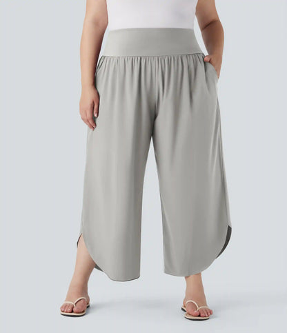 Plus Size Breezeful™ High Waisted Tummy Control Hem Quick Dry Pants with Pockets