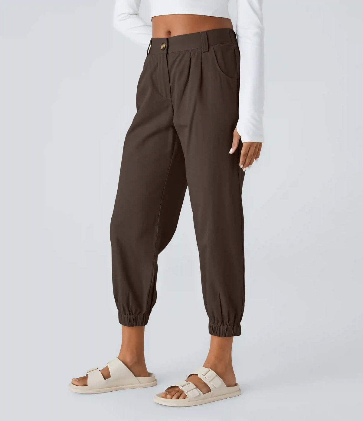 Mid Rise Casual Joggers with Pockets