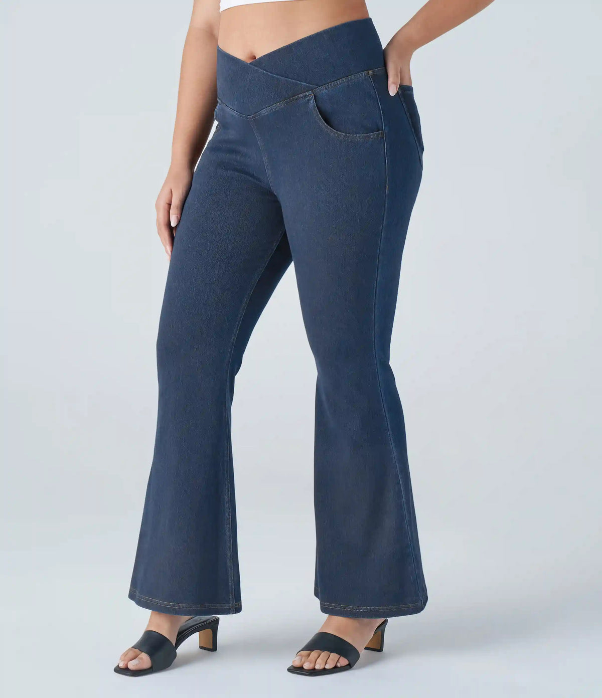 Halara Flex™ High Waisted Crossover Pocket Washed Casual Plus Size Jeans