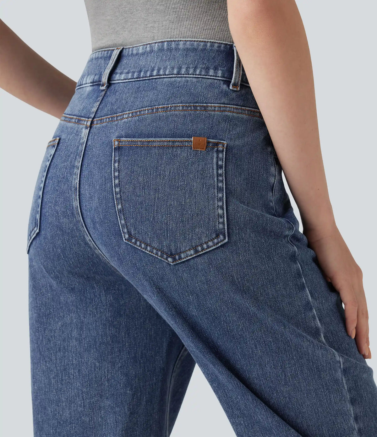 Halara Flex™ High Waisted Zipper Pockets Straight Leg Casual Jeans