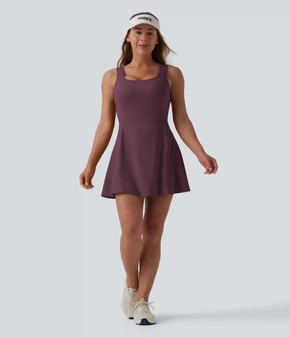 SoftlyZero™ Airy U Neck 2-in-1 Pocket Mini Cool Touch Dance Active Dress DD-F Cups-Easy Peezy