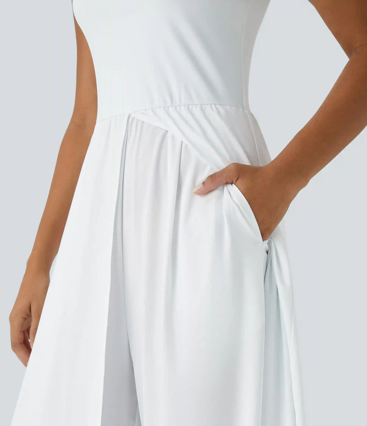 Breezeful™ Zipper Sleeveless Pocket Contrast Quick Dry Jumpsuit