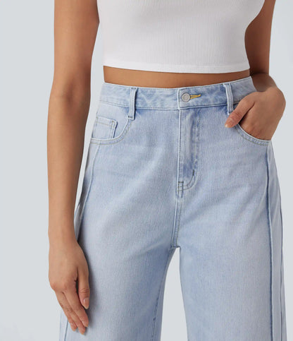 Halara Flex™ High Waisted Pockets Washed Casual Baggy Jeans