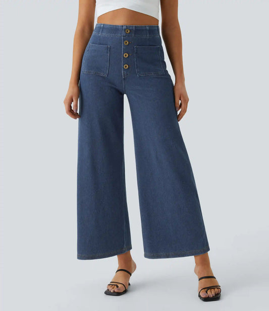 Halara Flex™ High Waisted Pockets Washed Casual Wide Leg Jeans