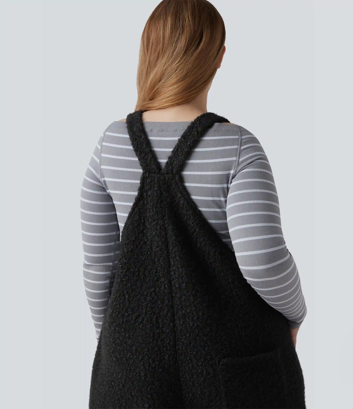 Adjustable Straps Casual Teddy Plus Size Overalls with Pockets