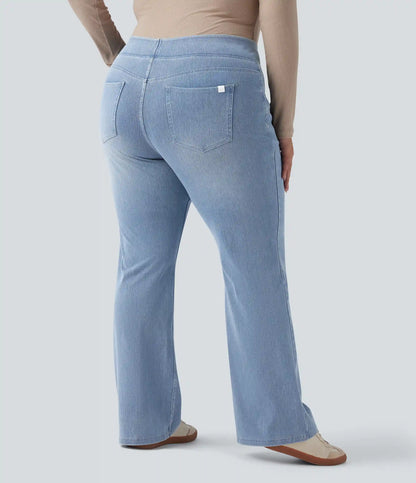 Halara Flex™ High Waisted Pockets Washed Casual Bootcut Plus Size Jeans