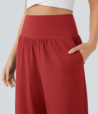 Breezeful™ High Waisted Tummy Control Split Hem Quick Dry Resort Pants with Pockets