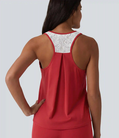 SoftlyZero™ Airy Racerback Contrast Lace InstantCool Workout Tank Top