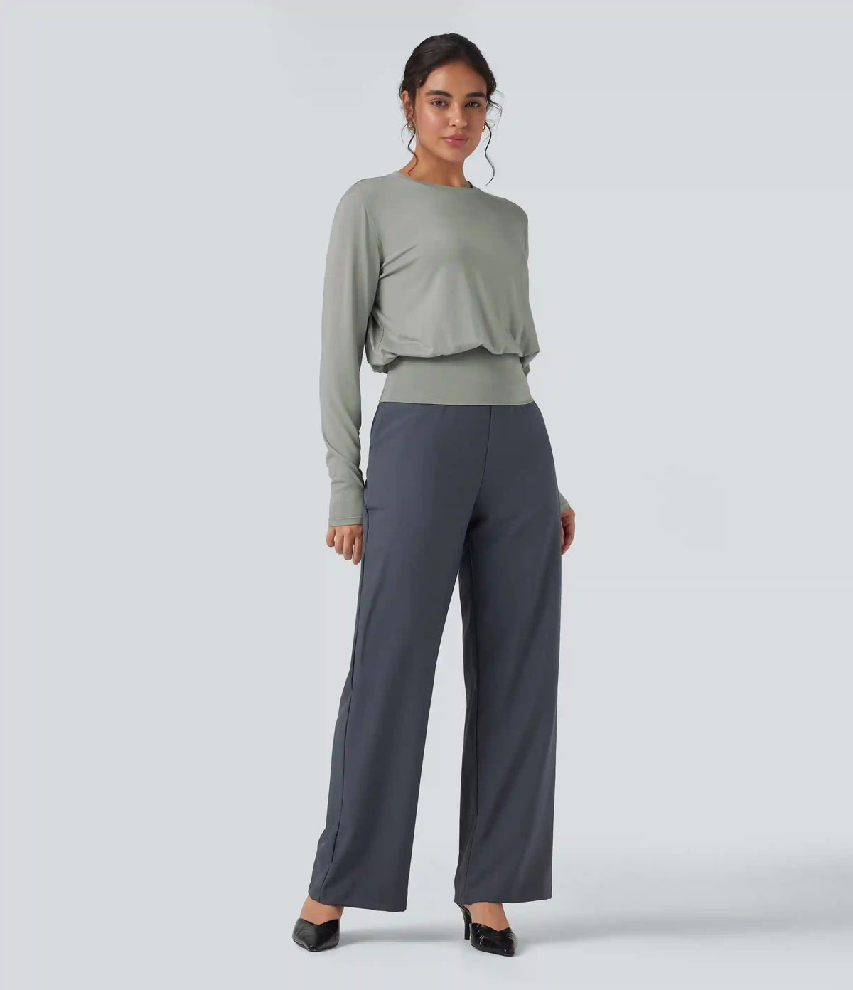 Round Neck Long Sleeve Work Top