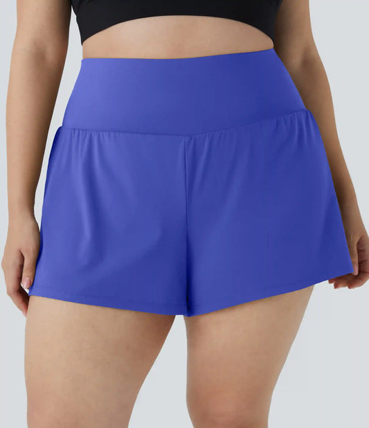 Pocket Plus Pocket 2-in-1 Gym Plus Size Shorts 2.5''