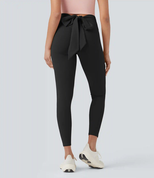 SoftlyZero™ High Waisted Tie Back Ruched 7/8 Yoga Leggings