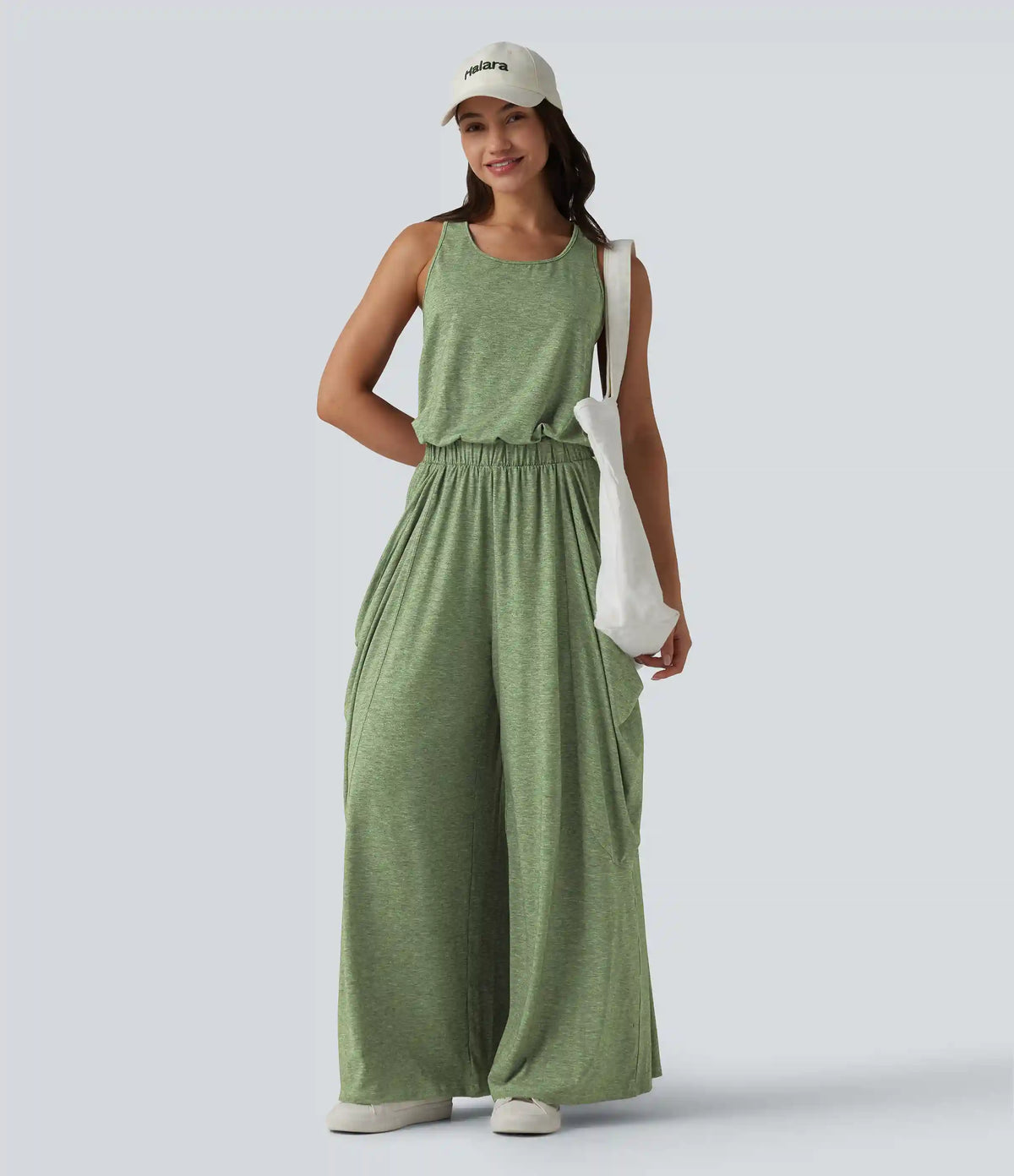 Sleeveless Cut Out Wide Leg Casual Jumpsuit with Pockets-Easy Peezy Edition