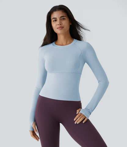 Solid Thumb Hole Yoga Sports Top