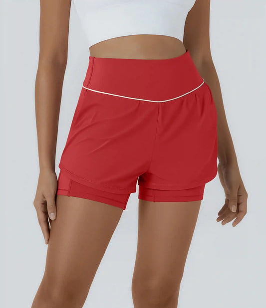 Breezeful™ Reflective Mid Rise Tummy Control 2-in-1 Quick Dry Running Shorts 5'' with Pockets