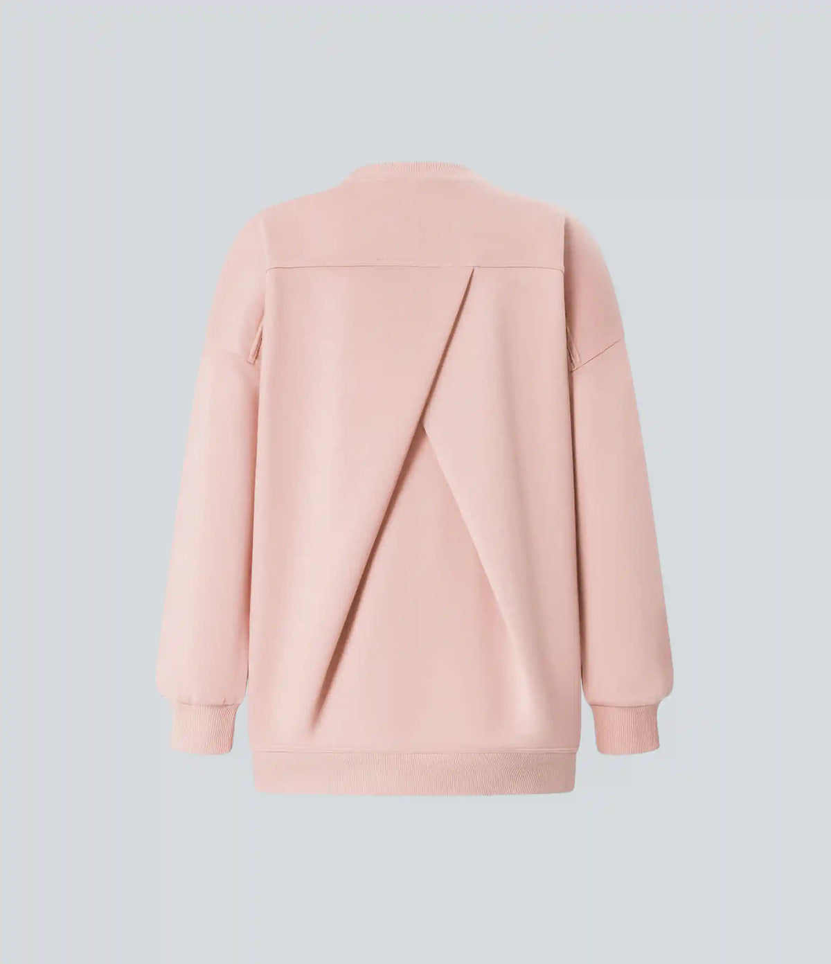 Round Neck Long Sleeve Pocket Oversize Fleece Casual Sweatshirt