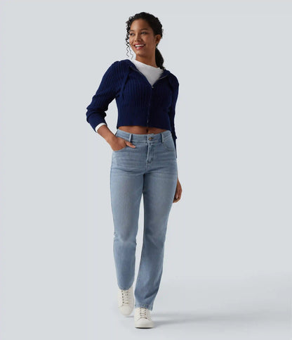 Halara Flex™ Low Rise Zipper Pockets Washed Casual Bootcut Jeans