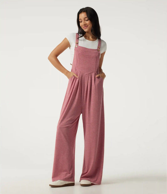 Heathered Casual Overalls with Pockets