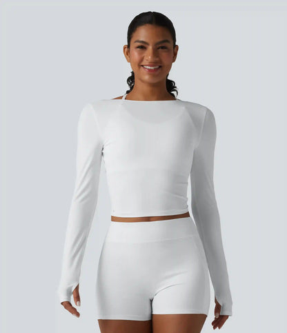 Long Sleeve Crossover Tie InstantCool Yoga Top-UPF50+