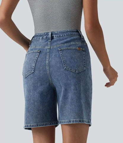 Halara Flex™ High Waisted Denim Casual Bermuda Shorts 7'' with Pockets