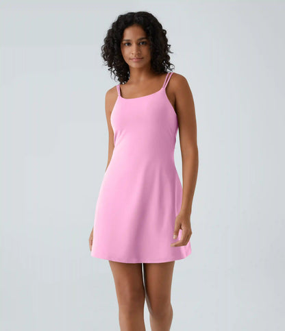 SoftlyZero™ Plush Double Straps 2-Piece Pocket Slip Dance Active Dress A-D Cups