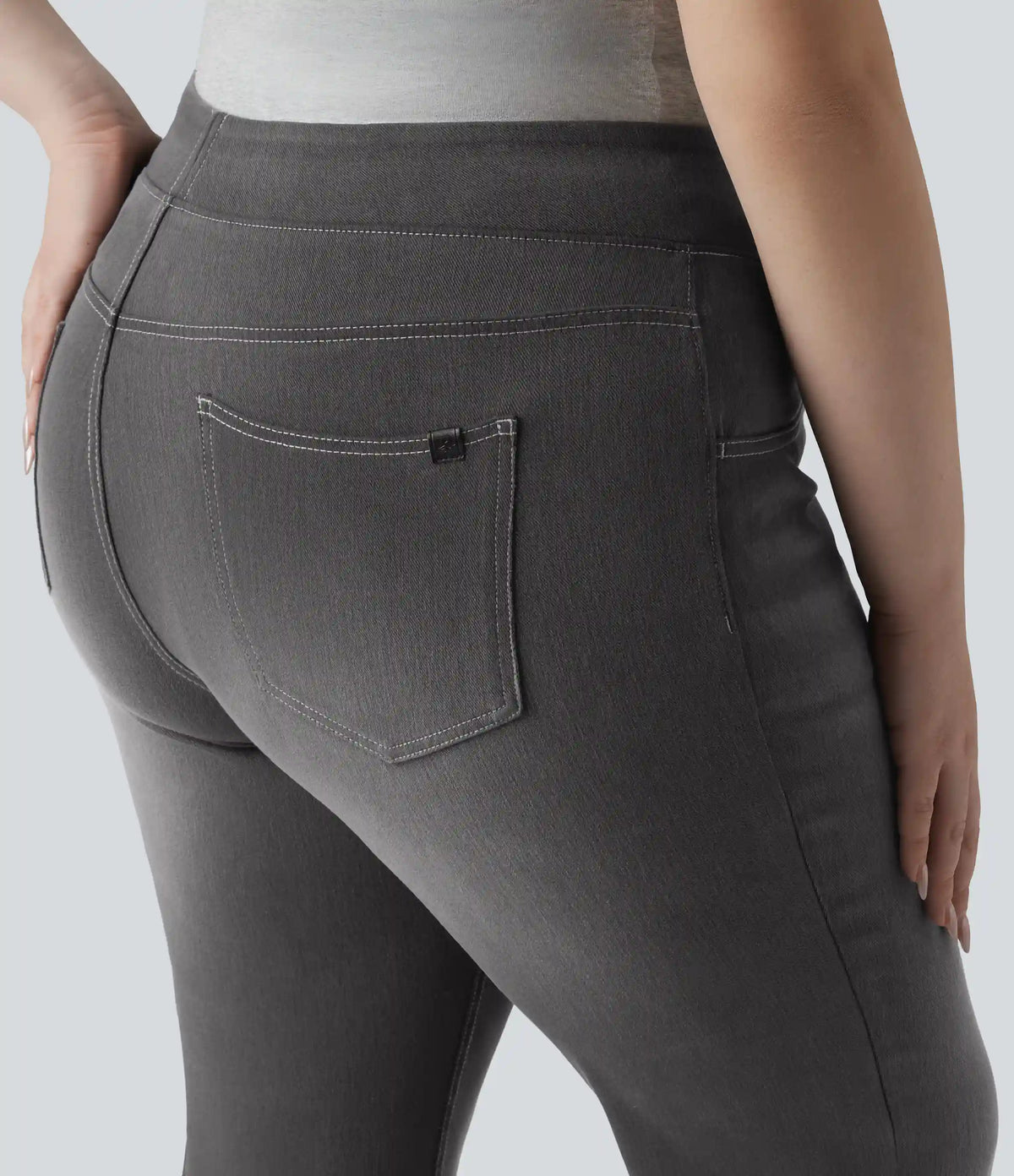 Halara Flex™ High Waisted Pockets Washed Casual Bootcut Plus Size Jeans